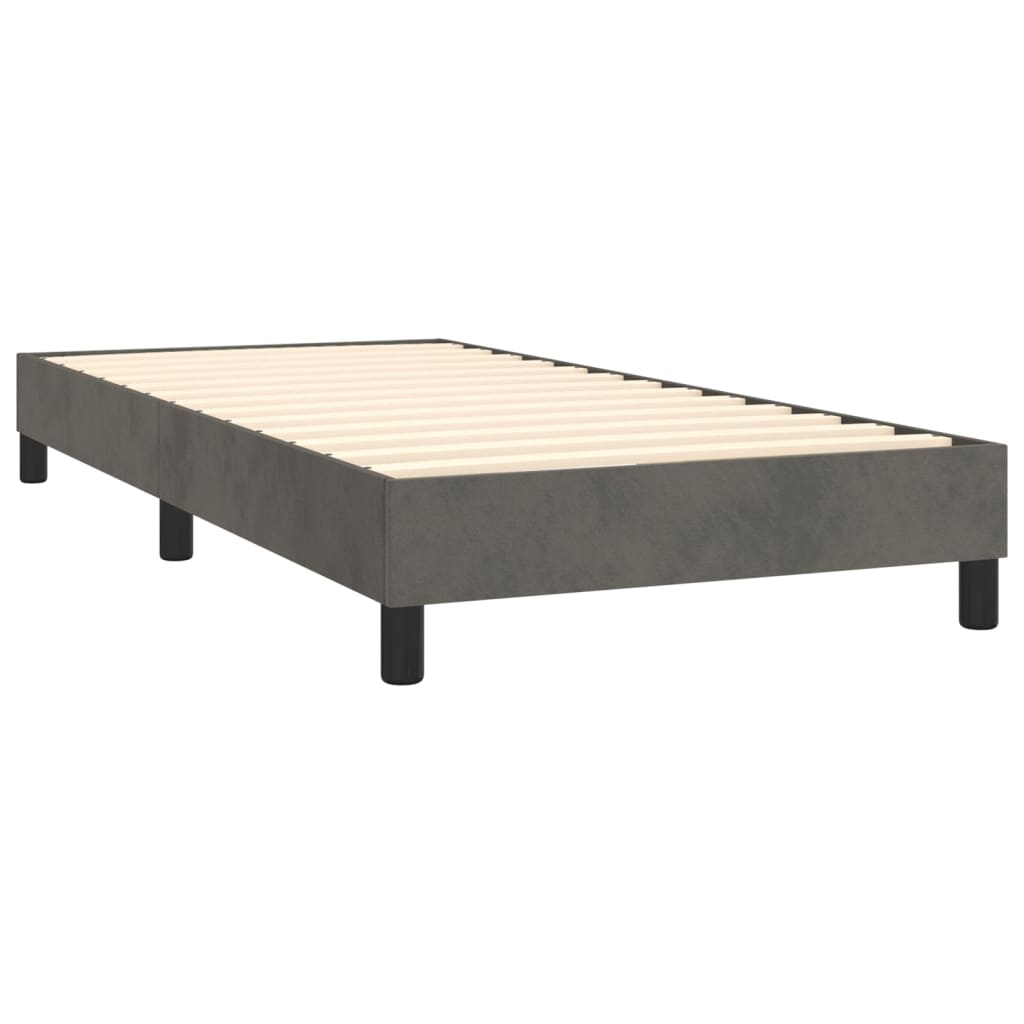 Pat box spring cu saltea, gri închis, 100x200 cm, catifea GartenMobel Dekor