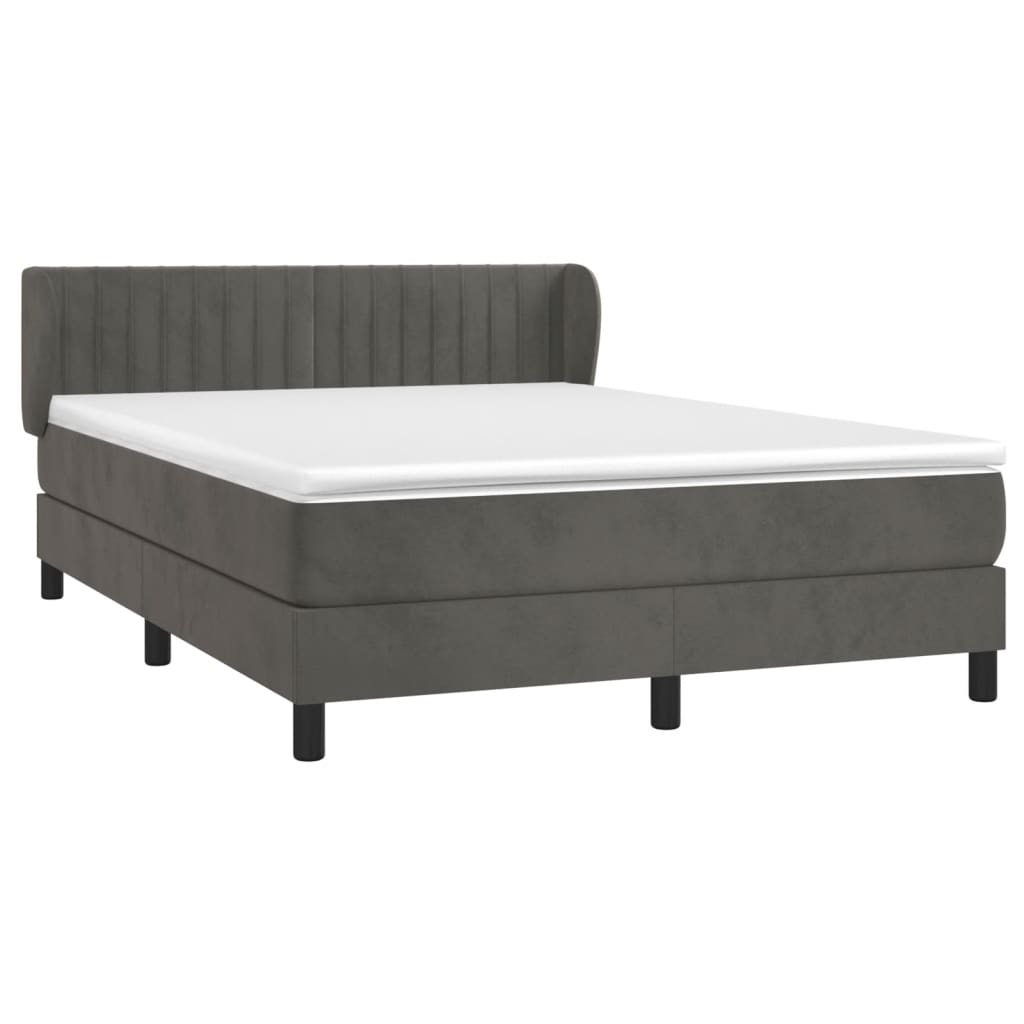 Pat box spring cu saltea, gri închis, 140x190 cm, catifea GartenMobel Dekor