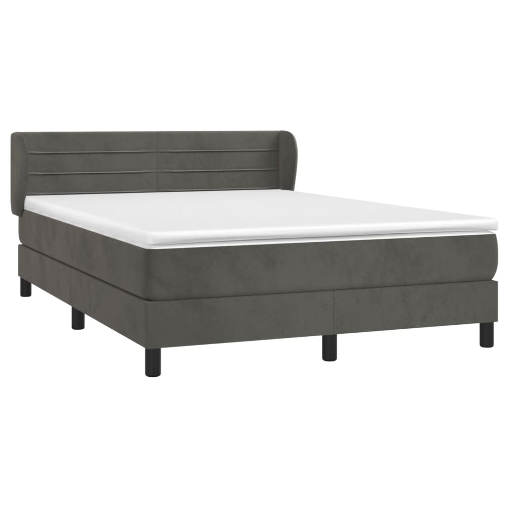 Pat box spring cu saltea, gri închis, 140x200 cm, catifea GartenMobel Dekor