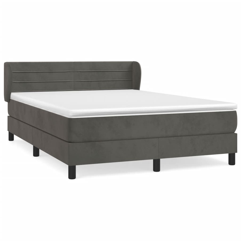 Pat box spring cu saltea, gri închis, 180x200 cm, catifea GartenMobel Dekor