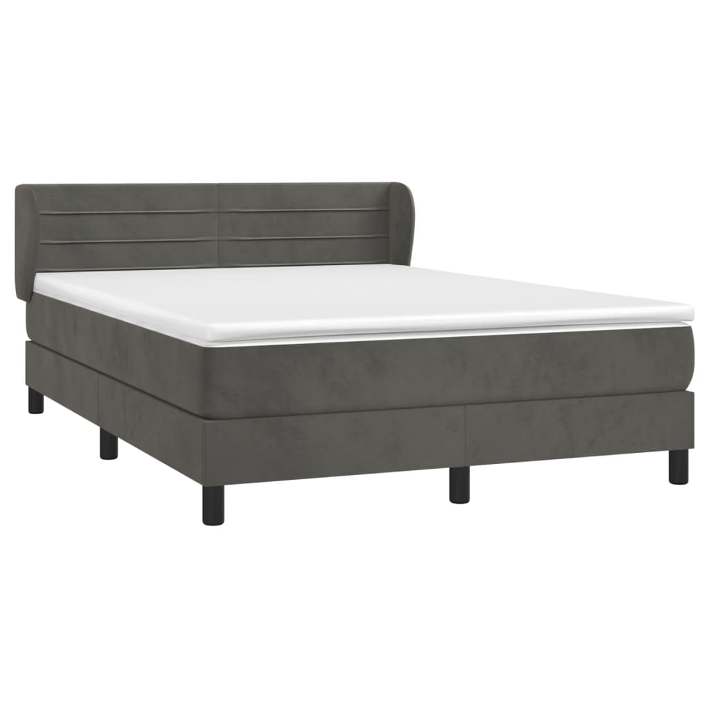 Pat box spring cu saltea, gri închis, 180x200 cm, catifea GartenMobel Dekor