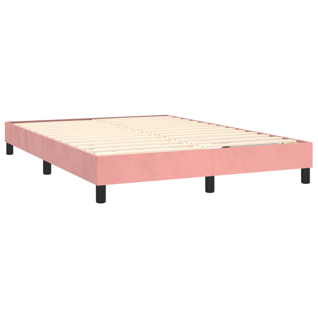 Pat box spring cu saltea, roz, 140x190 cm, catifea GartenMobel Dekor