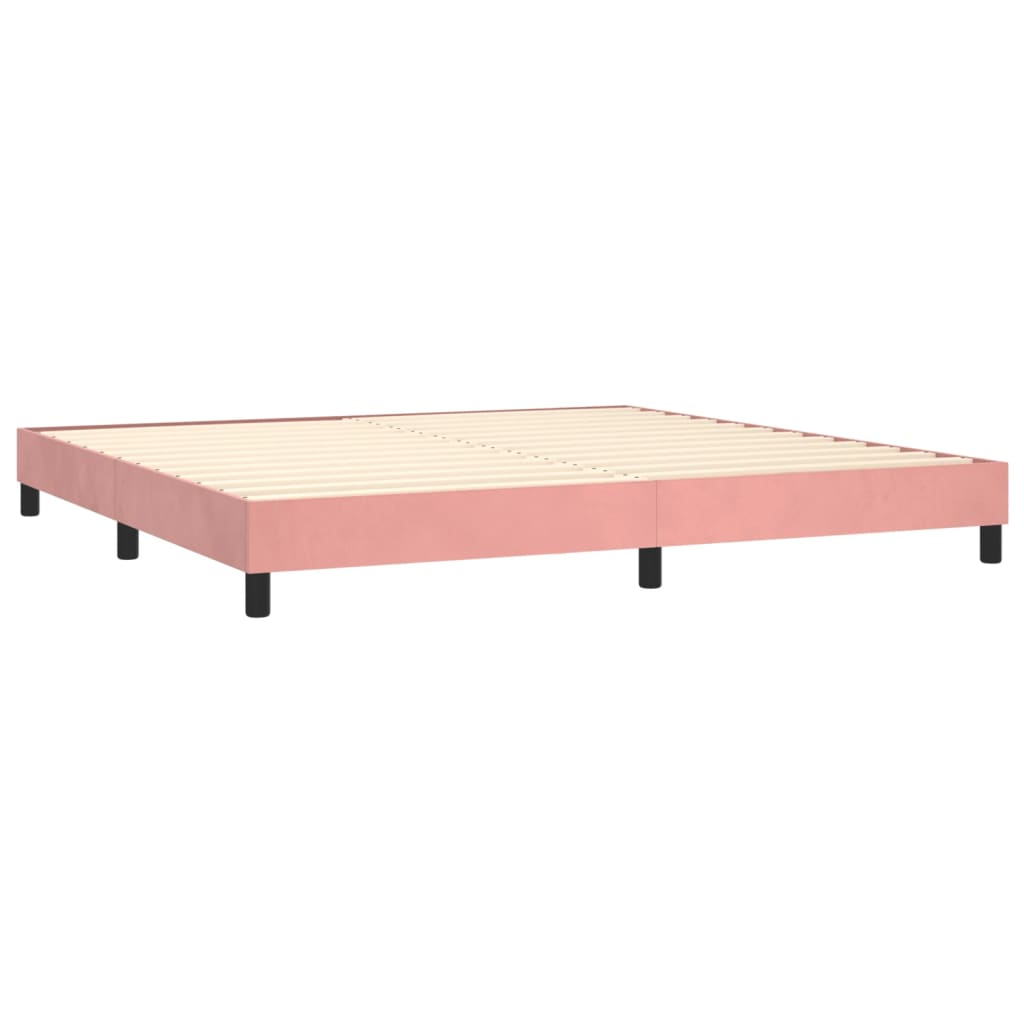 Pat box spring cu saltea, roz, 200x200 cm, catifea GartenMobel Dekor