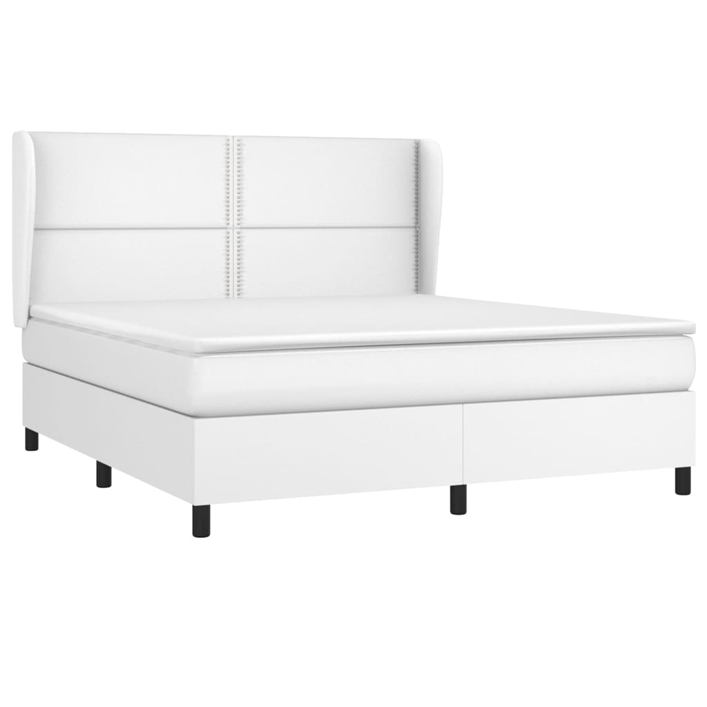 Pat box spring cu saltea, alb, 180x200 cm, piele ecologică GartenMobel Dekor