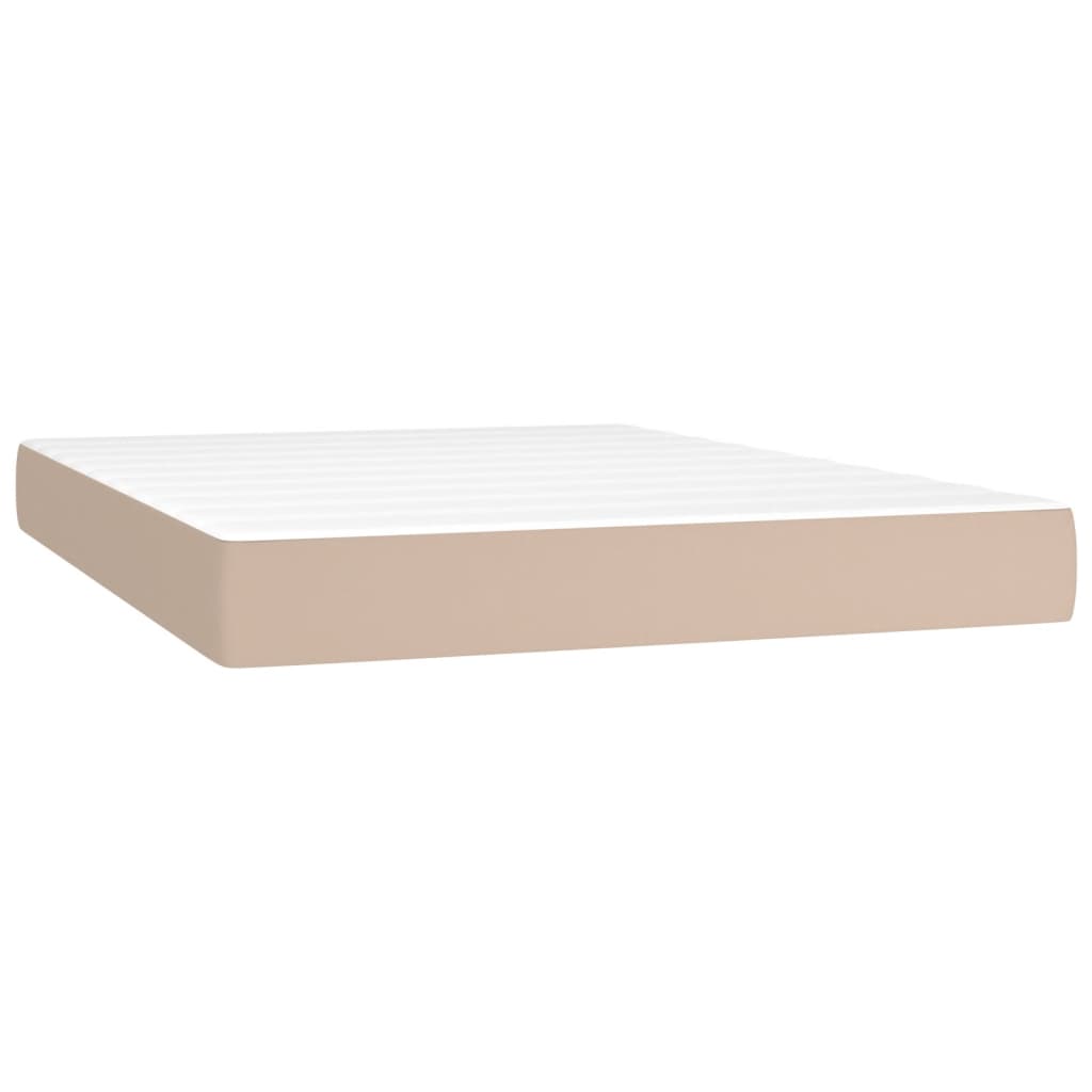 Pat box spring cu saltea, cappuccino, 140x200cm piele ecologică GartenMobel Dekor