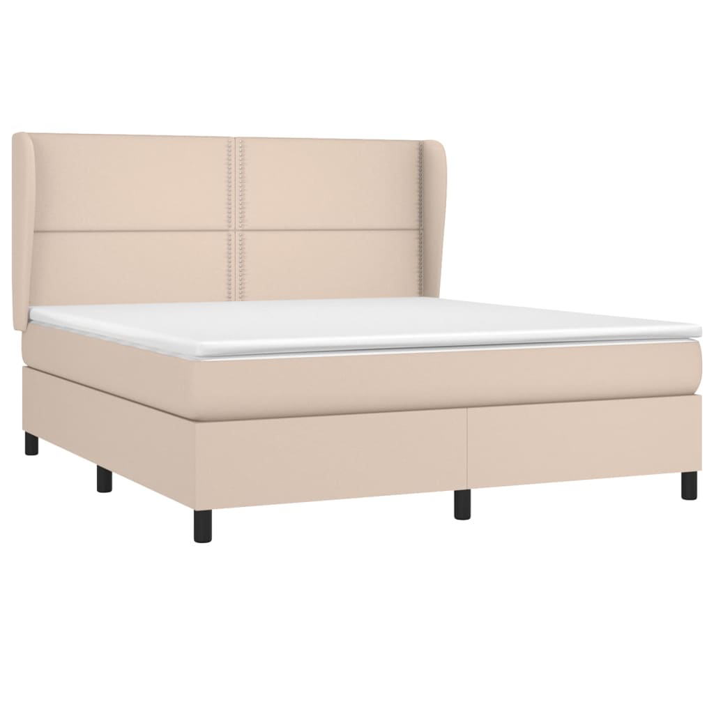 Pat box spring cu saltea, cappuccino, 180x200cm piele ecologică GartenMobel Dekor