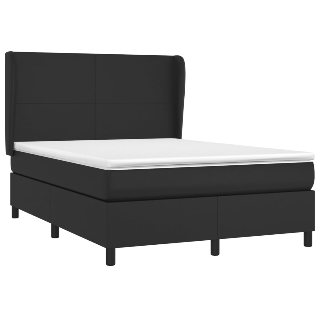 Pat box spring cu saltea, negru, 140x200 cm, piele ecologică GartenMobel Dekor