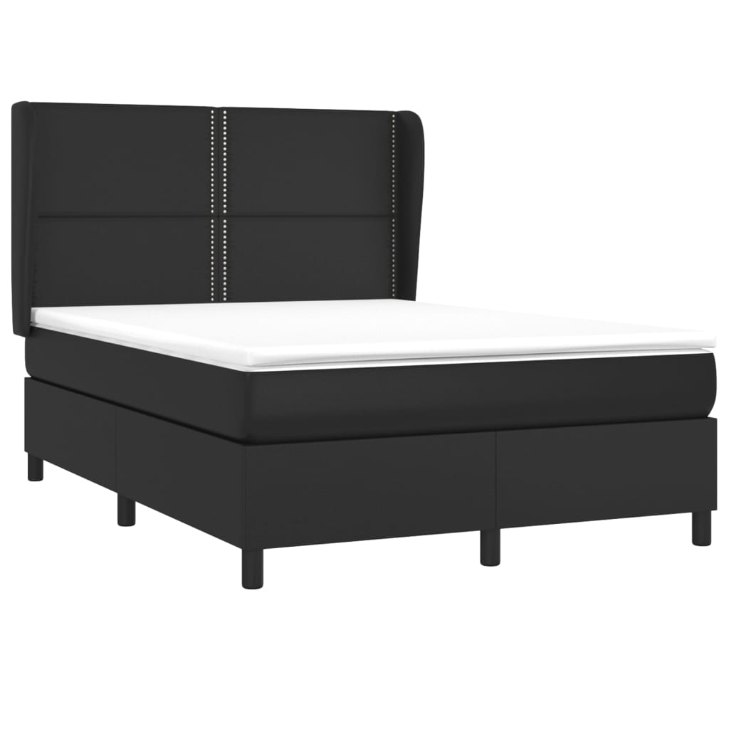 Pat box spring cu saltea, negru, 140x200 cm, piele ecologică GartenMobel Dekor