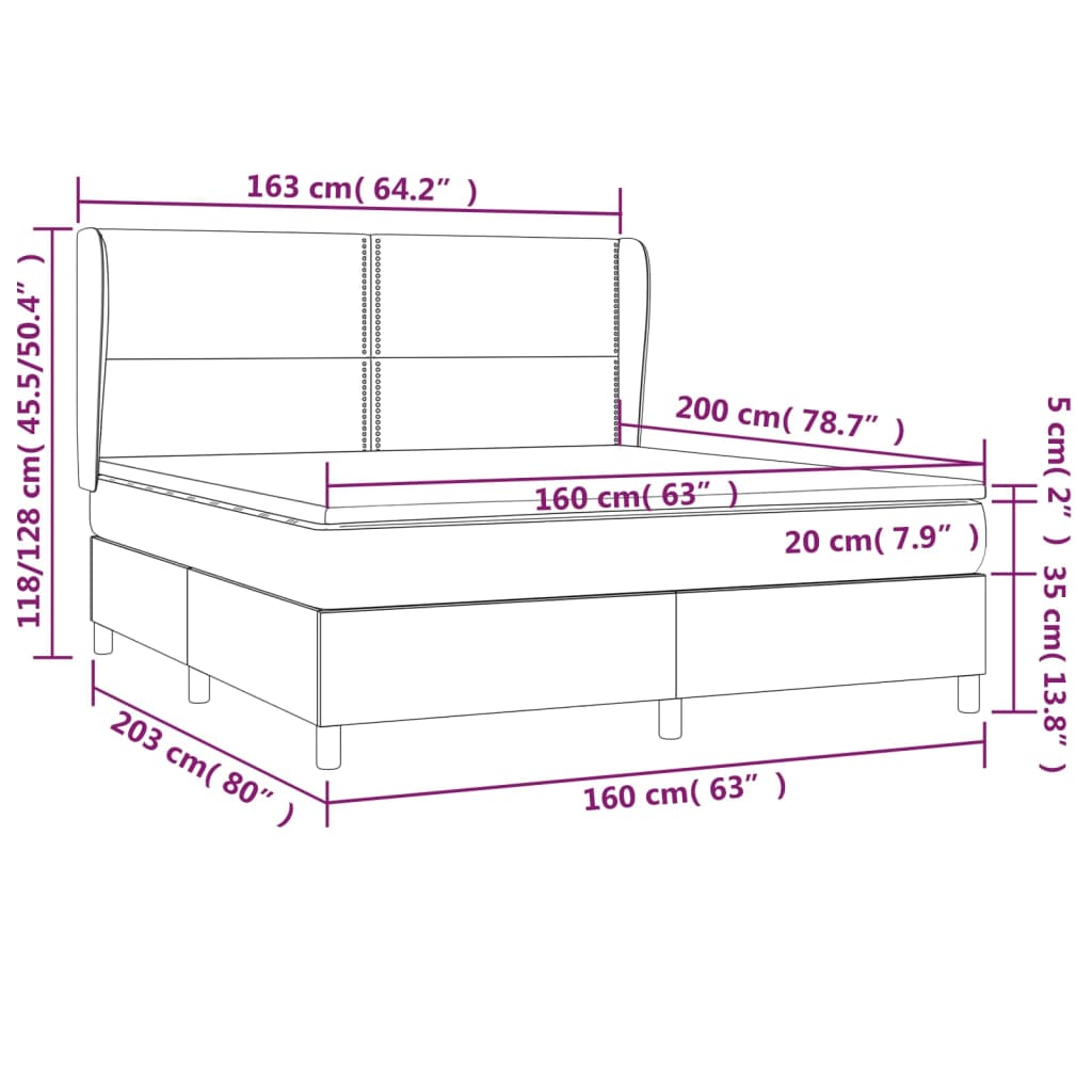 Pat box spring cu saltea, negru, 160x200 cm, piele ecologică GartenMobel Dekor