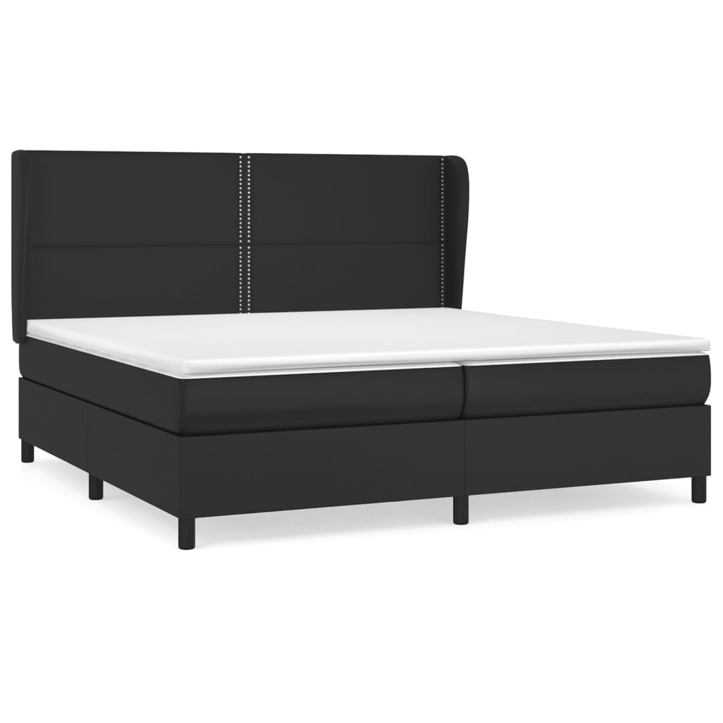 Pat box spring cu saltea, negru, 200x200 cm, piele ecologică GartenMobel Dekor