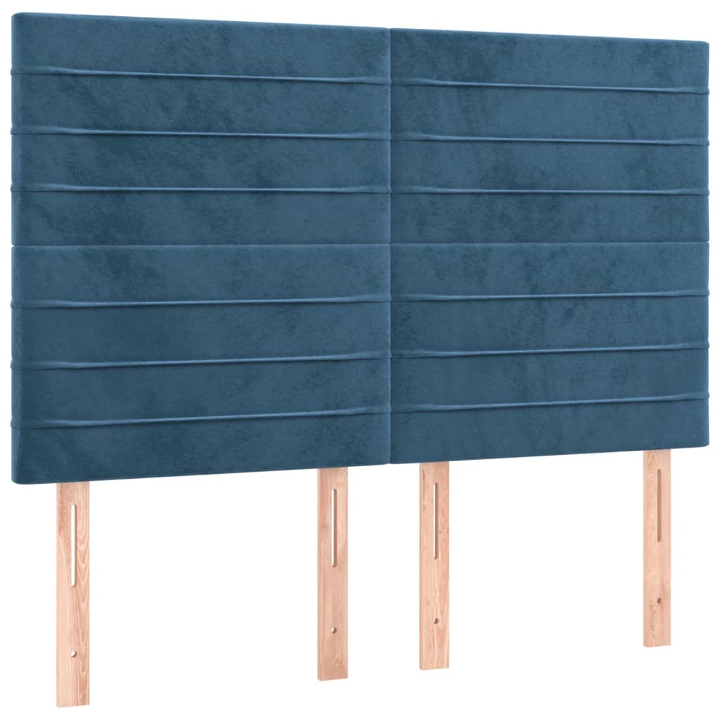 Pat box spring cu saltea, albastru închis, 140x190 cm, catifea GartenMobel Dekor