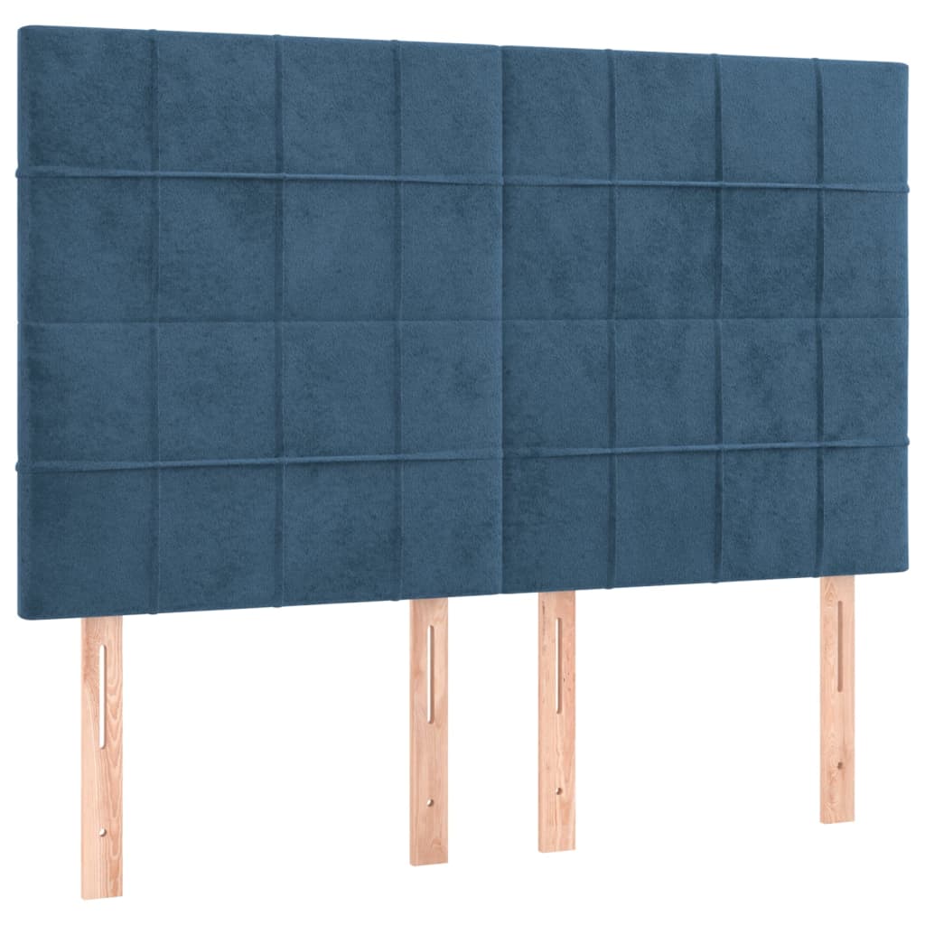 Pat box spring cu saltea, albastru închis, 140x190 cm, catifea GartenMobel Dekor