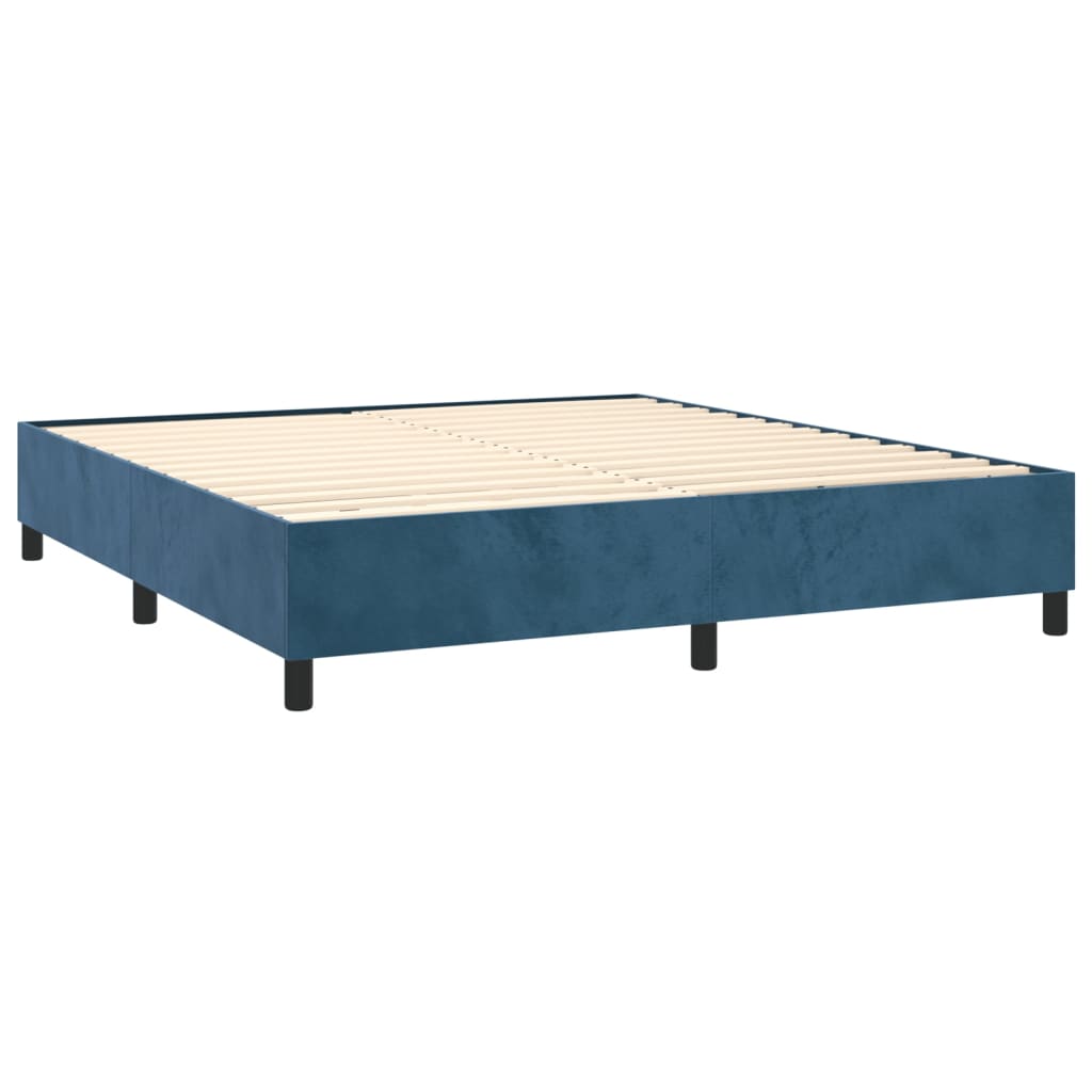 Pat box spring cu saltea, albastru închis, 160x200 cm, catifea GartenMobel Dekor