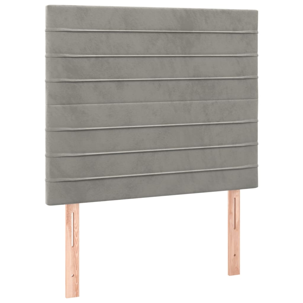 Pat box spring cu saltea, gri deschis, 100x200 cm, catifea GartenMobel Dekor