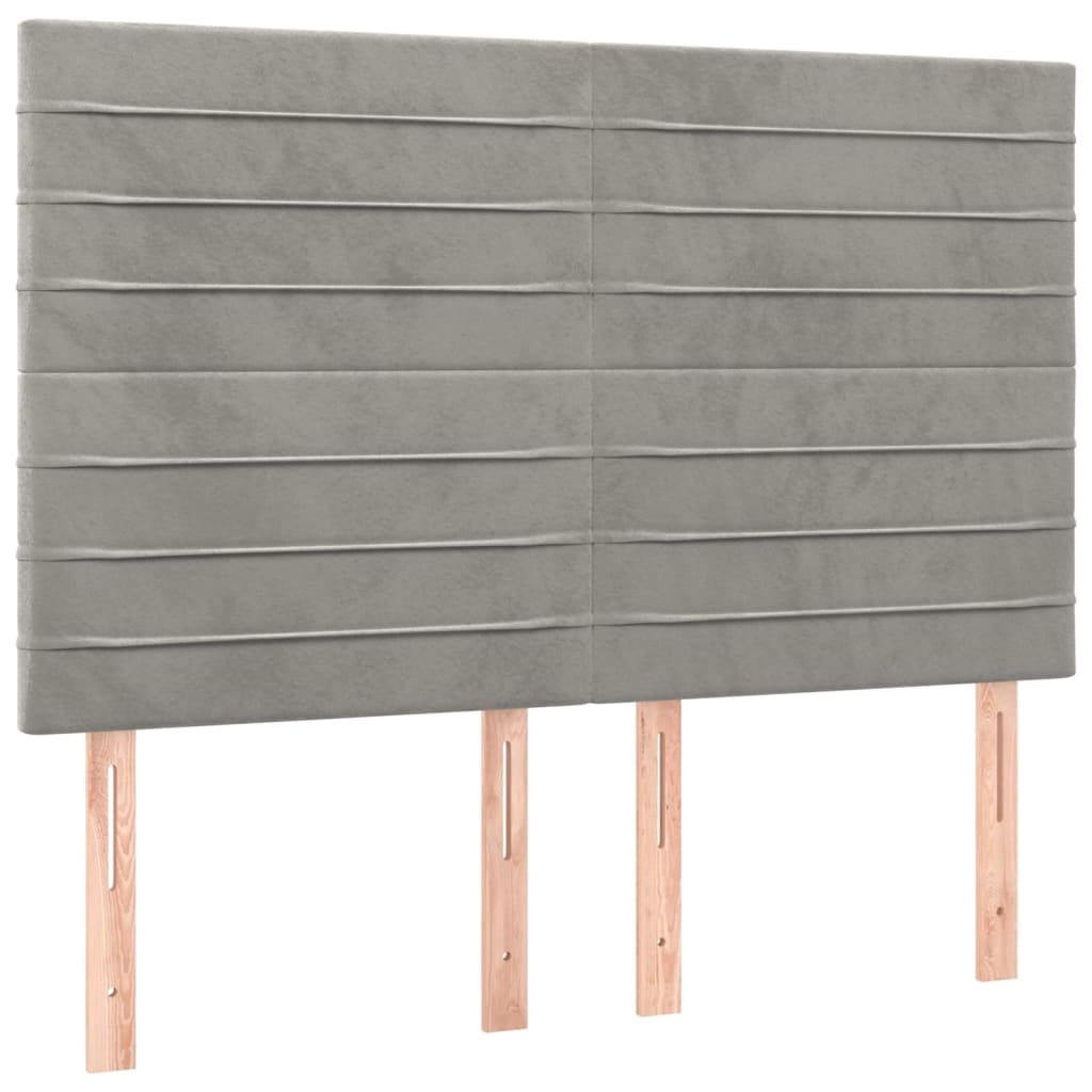 Pat box spring cu saltea, gri deschis, 140x190 cm, catifea GartenMobel Dekor