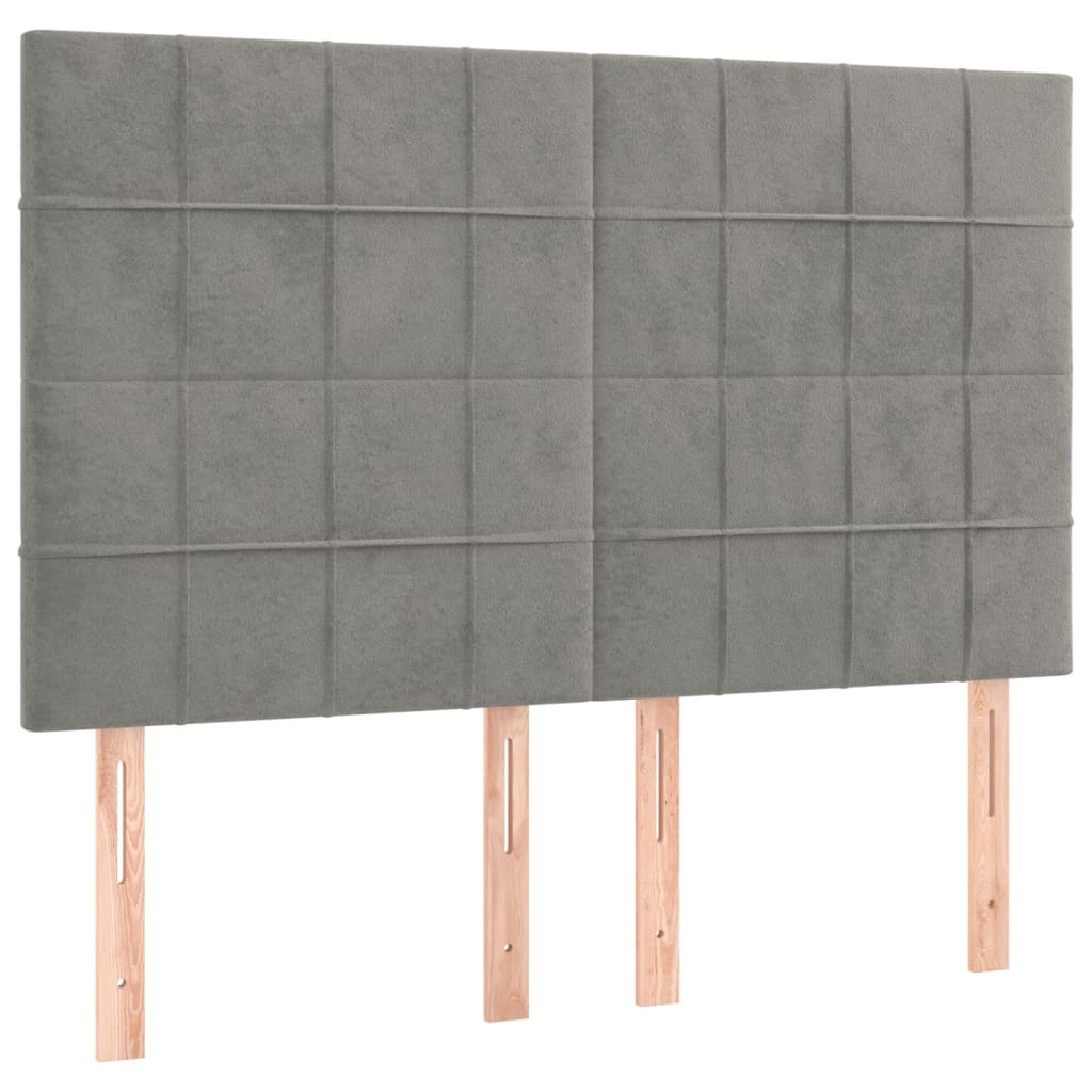 Pat box spring cu saltea, gri deschis, 140x200 cm, catifea GartenMobel Dekor