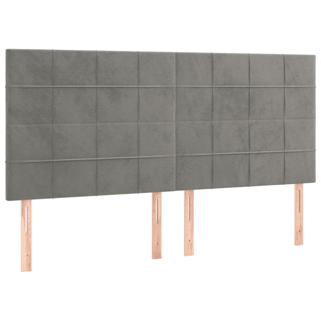 Pat box spring cu saltea, gri deschis, 180x200 cm, catifea GartenMobel Dekor