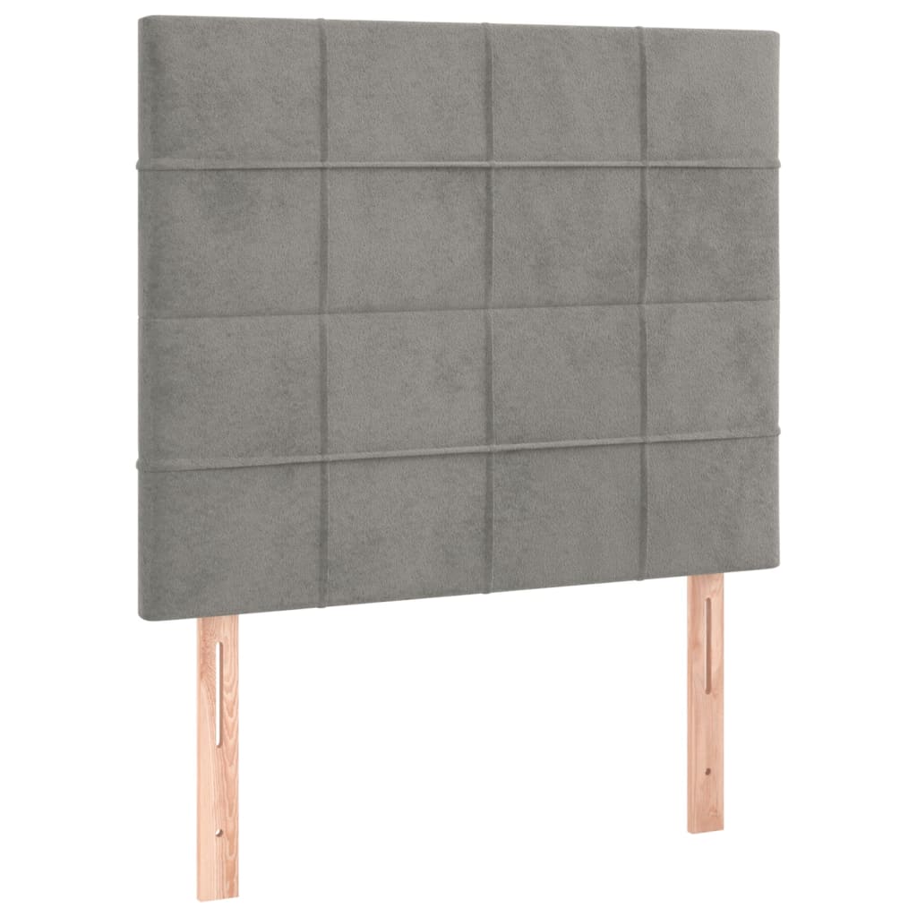 Pat box spring cu saltea, gri deschis, 90x190 cm, catifea GartenMobel Dekor