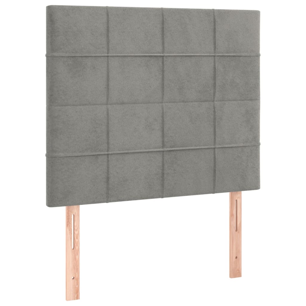 Pat box spring cu saltea, gri deschis, 90x200 cm, catifea GartenMobel Dekor
