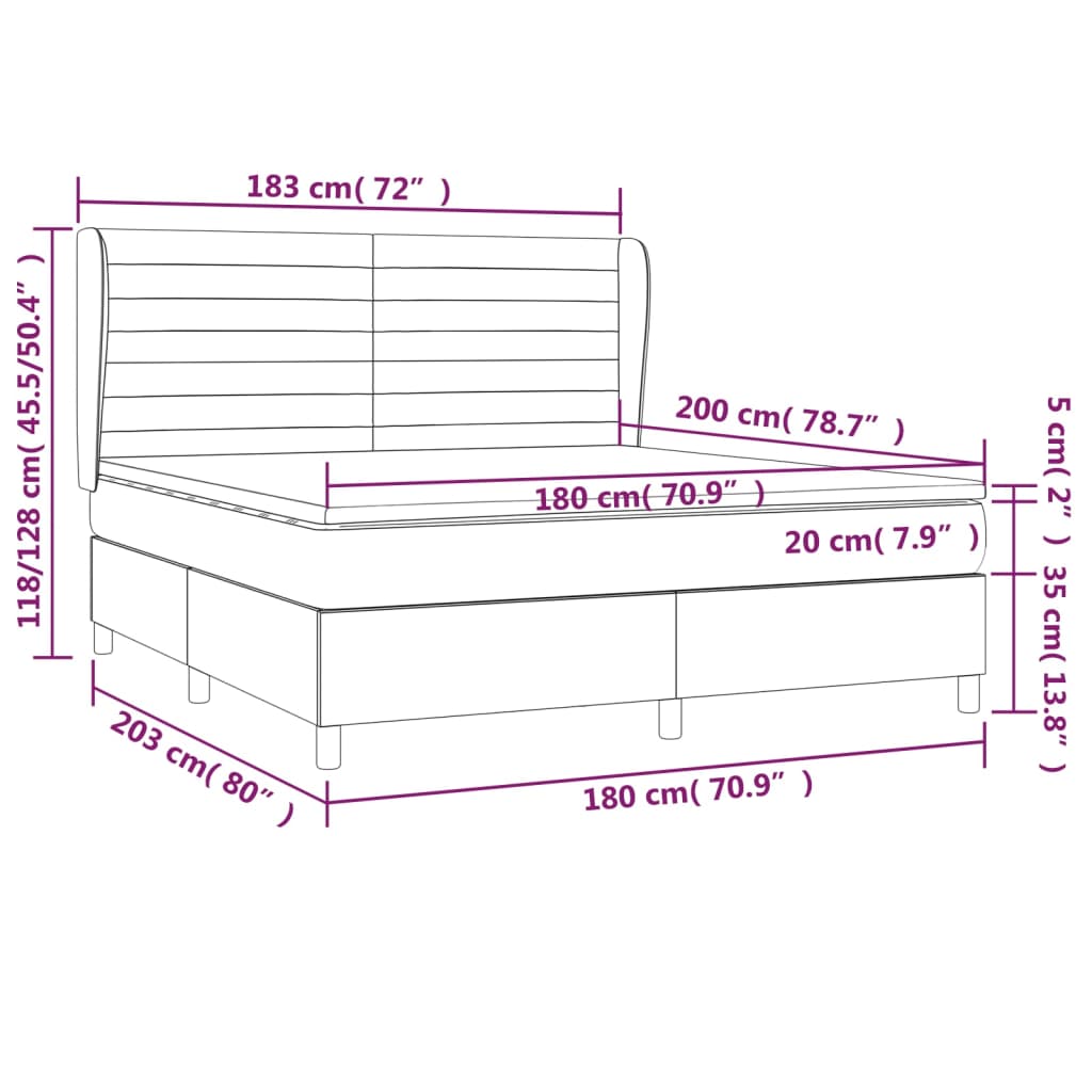 Pat box spring cu saltea, gri închis, 180x200 cm, catifea GartenMobel Dekor
