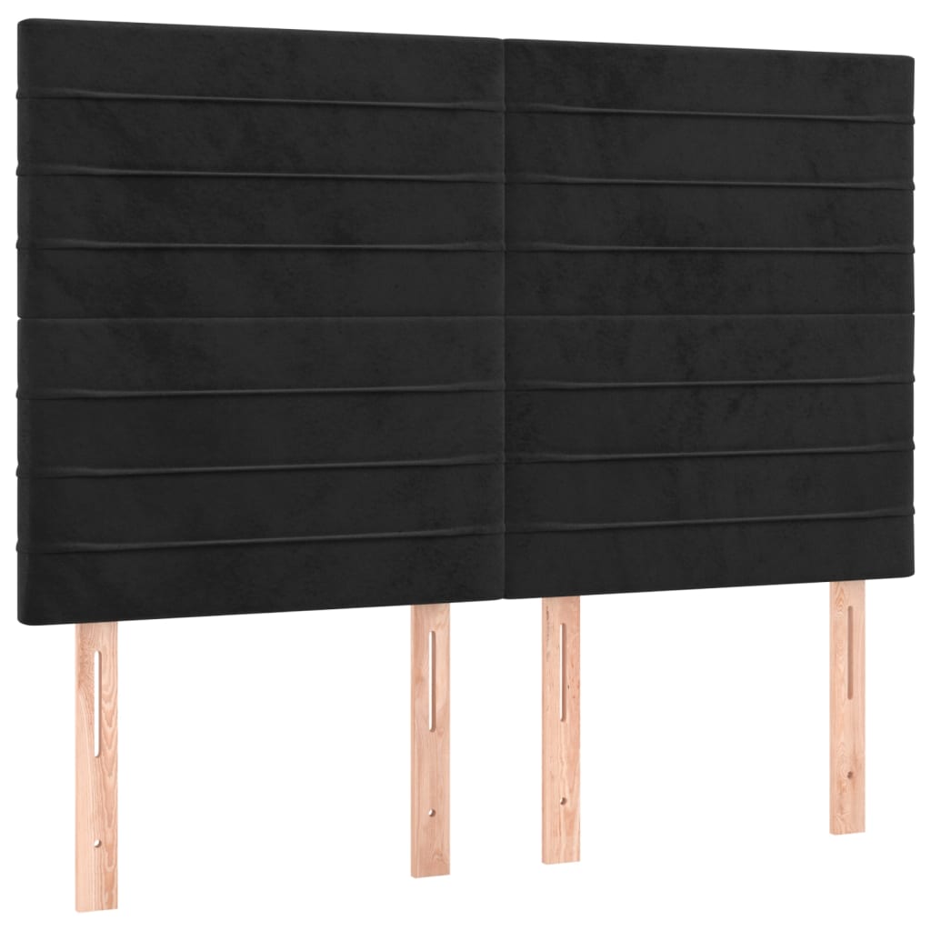 Pat box spring cu saltea, negru, 140x190 cm, catifea GartenMobel Dekor