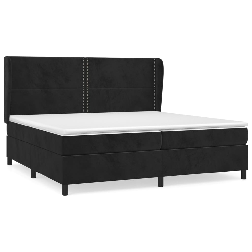 Pat box spring cu saltea, negru, 200x200 cm, catifea GartenMobel Dekor