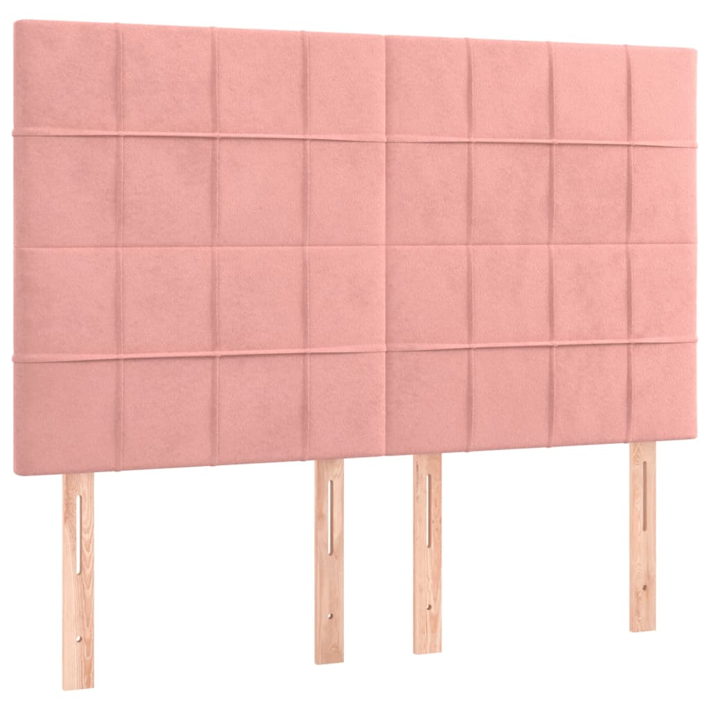 Pat box spring cu saltea, roz, 140x190 cm, catifea GartenMobel Dekor