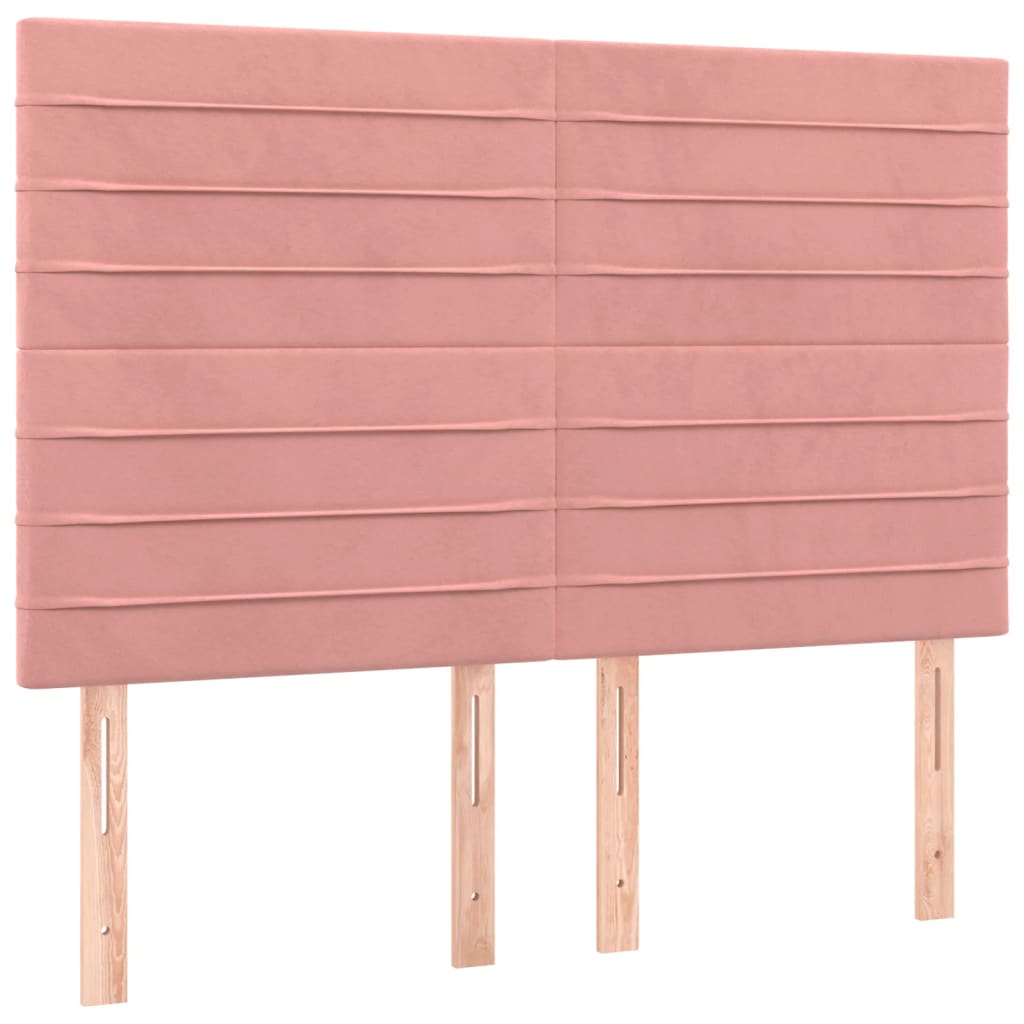 Pat box spring cu saltea, roz, 140x200 cm, catifea GartenMobel Dekor