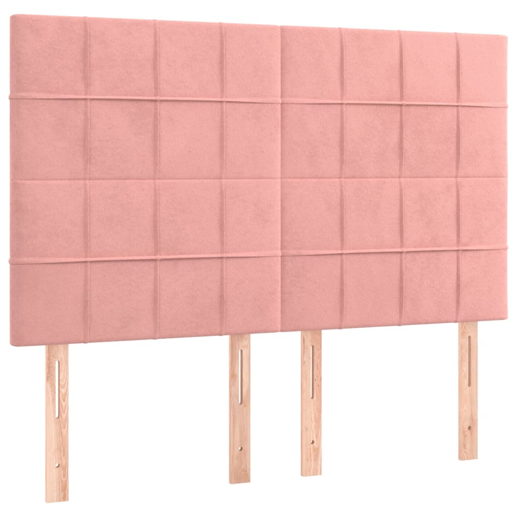 Pat box spring cu saltea, roz, 140x200 cm, catifea GartenMobel Dekor