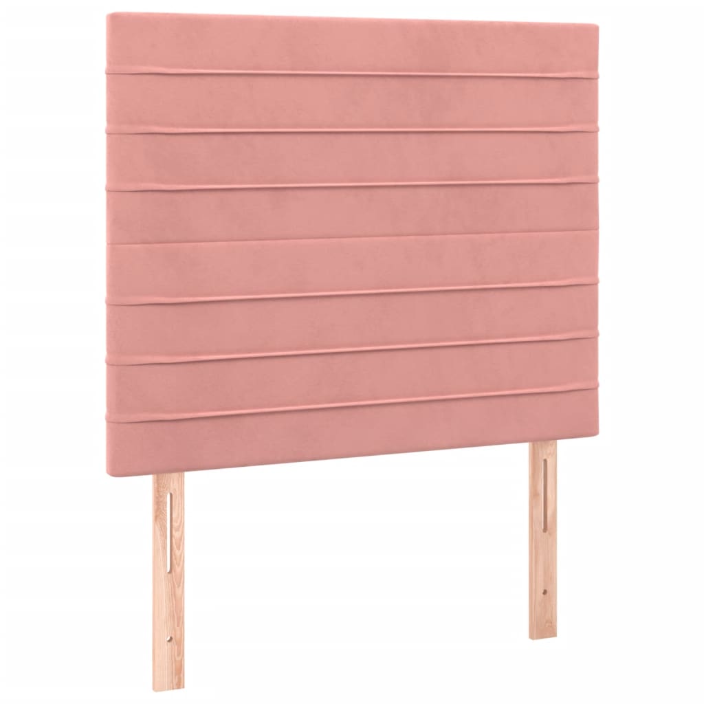 Pat box spring cu saltea, roz, 90x200 cm, catifea GartenMobel Dekor
