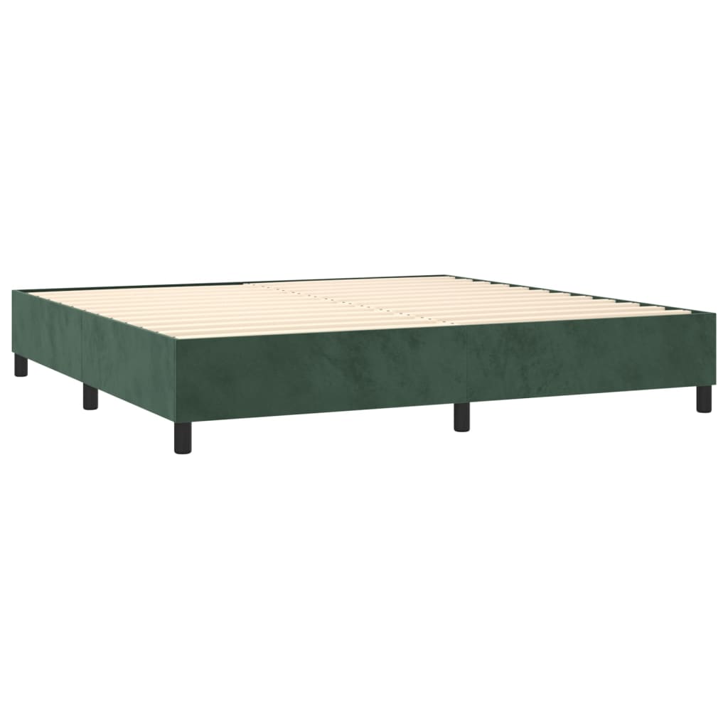 Pat box spring cu saltea, verde închis, 200x200 cm, catifea GartenMobel Dekor