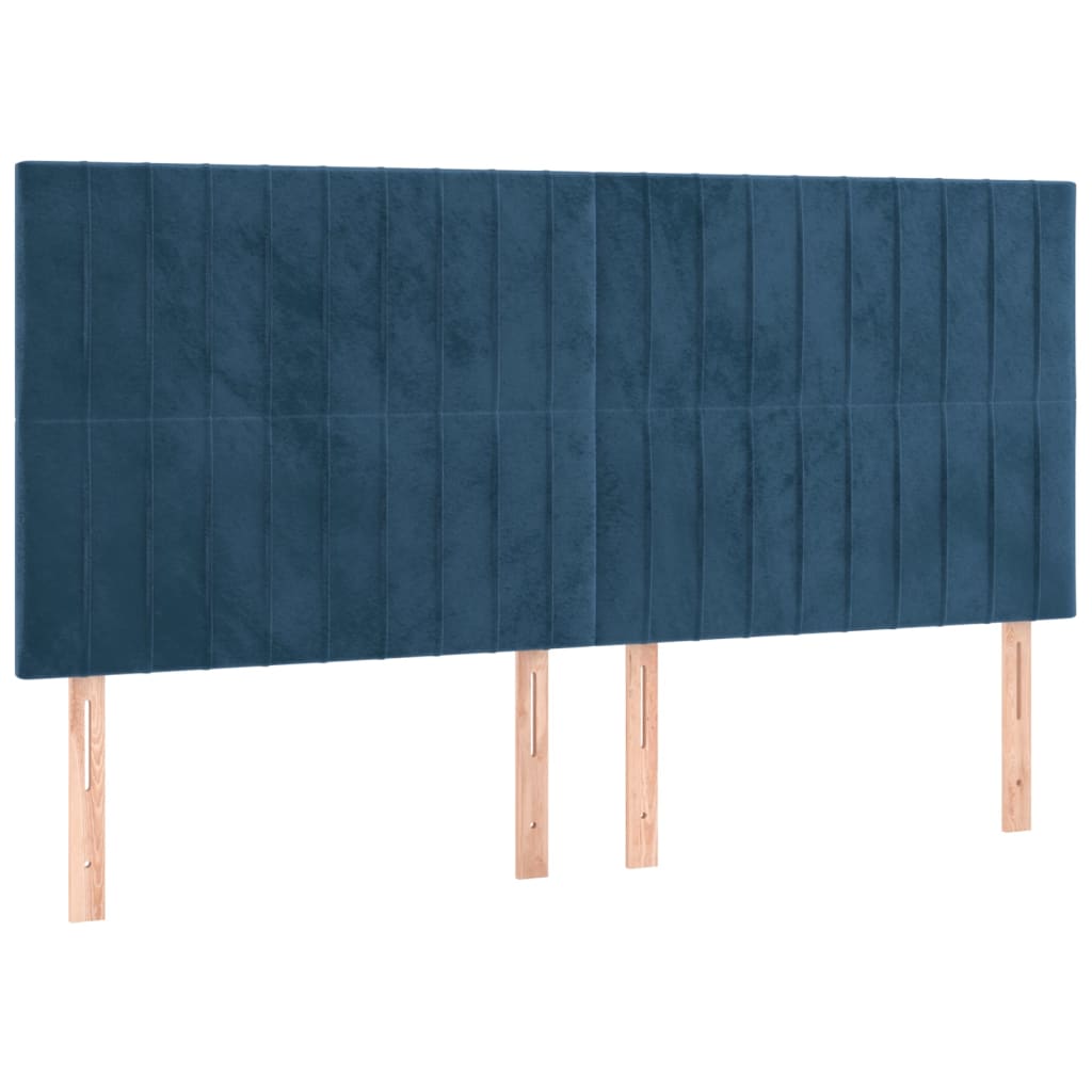 Pat box spring cu saltea, albastru închis, 200x200 cm, catifea GartenMobel Dekor