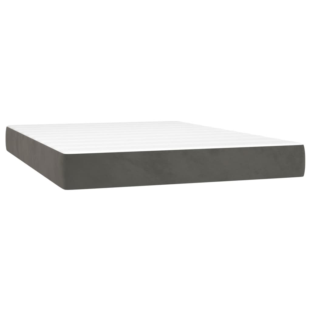 Pat box spring cu saltea, gri închis, 140x190 cm, catifea GartenMobel Dekor