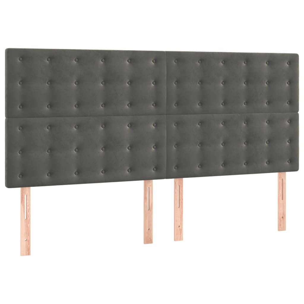 Pat box spring cu saltea, gri închis, 180x200 cm, catifea GartenMobel Dekor