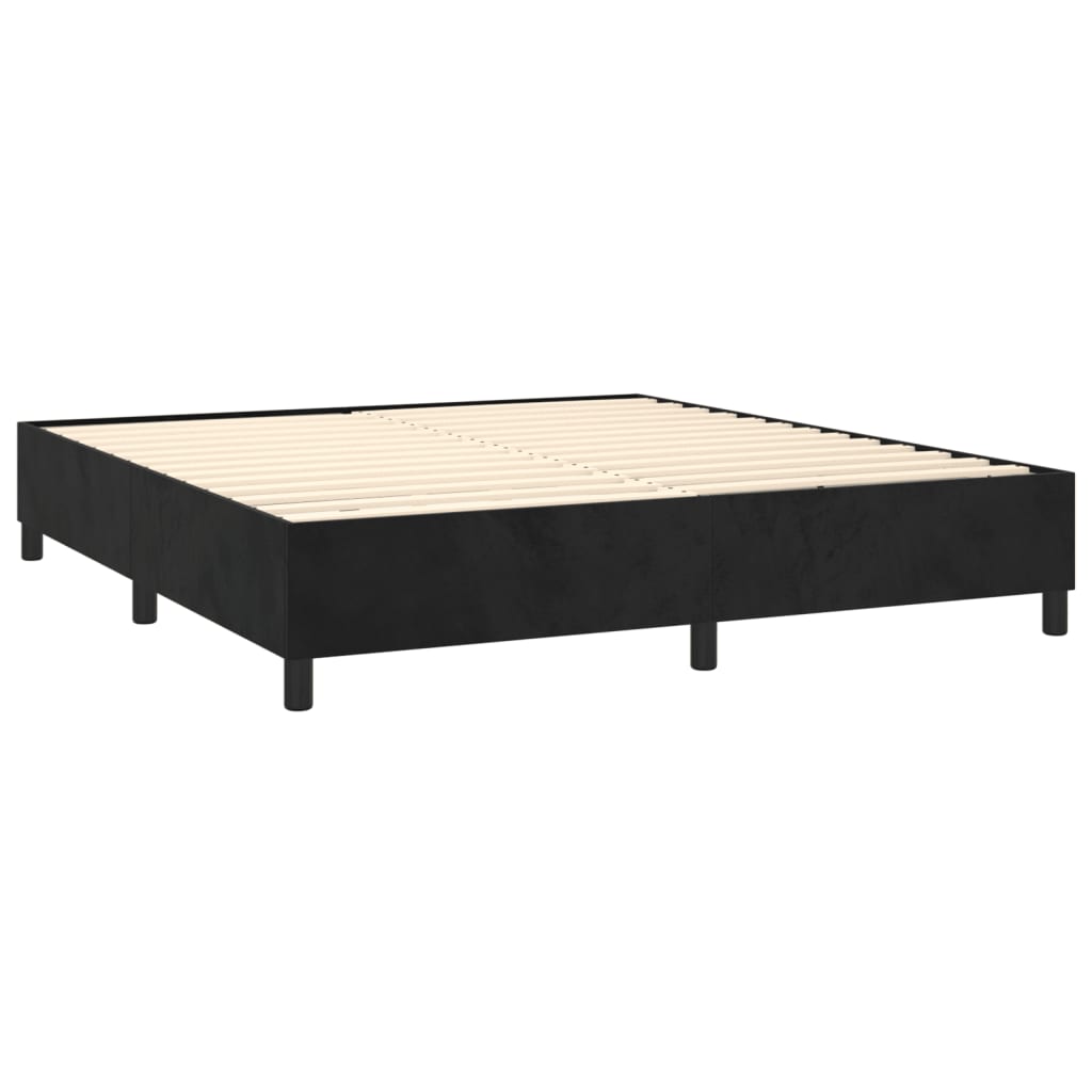 Pat box spring cu saltea, negru, 160x200 cm, catifea GartenMobel Dekor