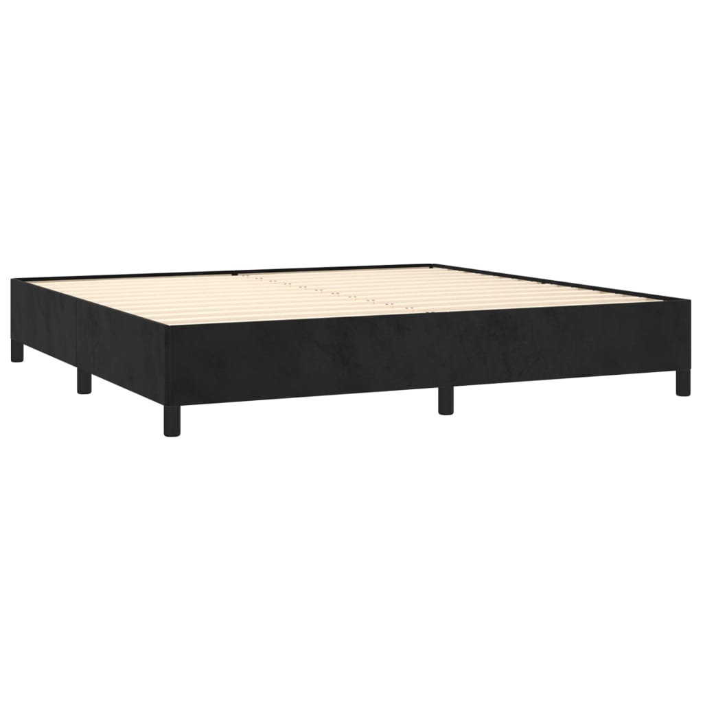 Pat box spring cu saltea, negru, 200x200 cm, catifea GartenMobel Dekor