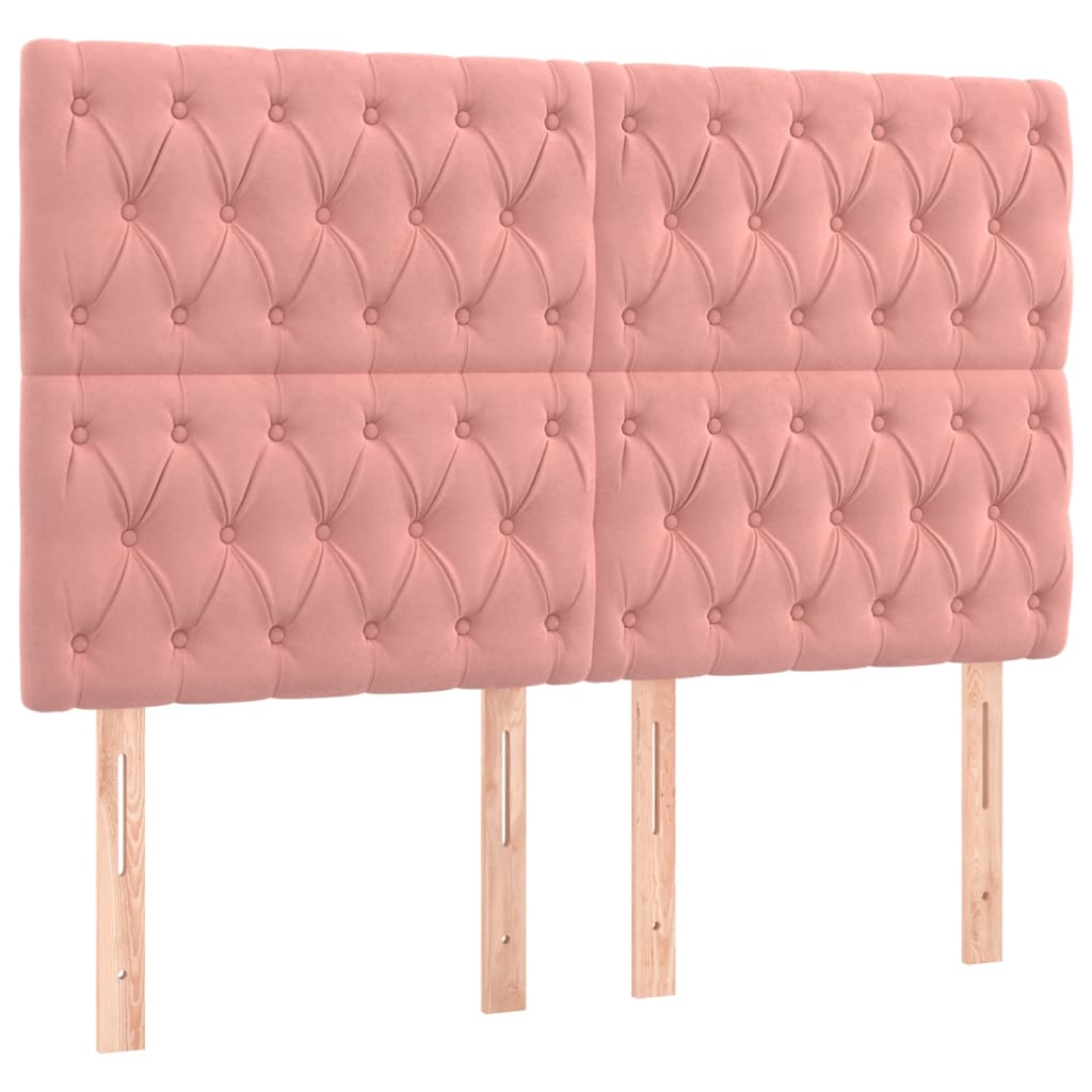 Pat box spring cu saltea, roz, 140x190 cm, catifea GartenMobel Dekor