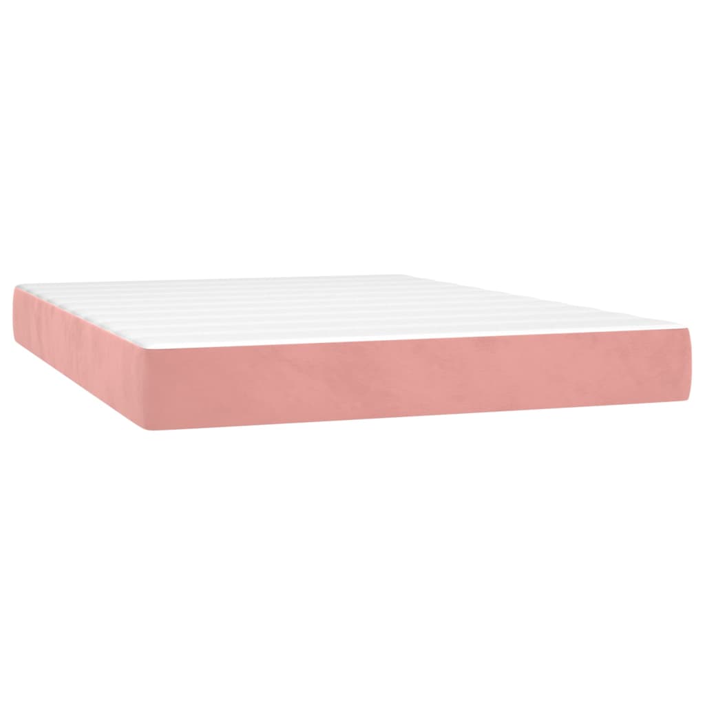 Pat box spring cu saltea, roz, 140x190 cm, catifea GartenMobel Dekor