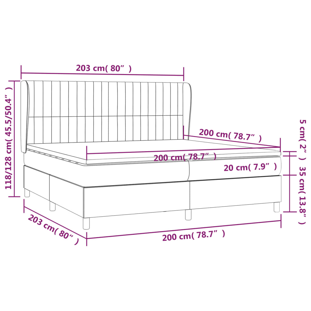 Pat box spring cu saltea, roz, 200x200 cm, catifea GartenMobel Dekor