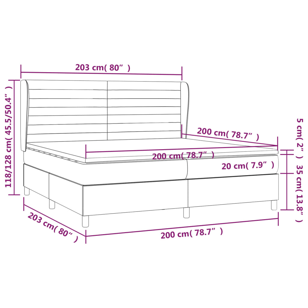 Pat box spring cu saltea, roz, 200x200 cm, catifea GartenMobel Dekor