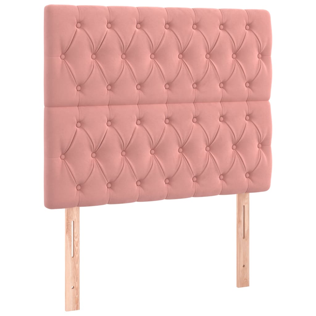 Pat box spring cu saltea, roz, 90x200 cm, catifea GartenMobel Dekor