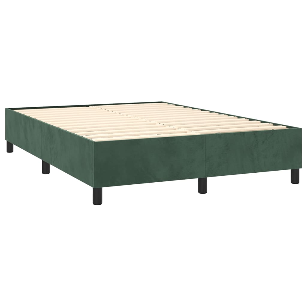 Pat box spring cu saltea, verde închis, 140x190 cm, catifea GartenMobel Dekor
