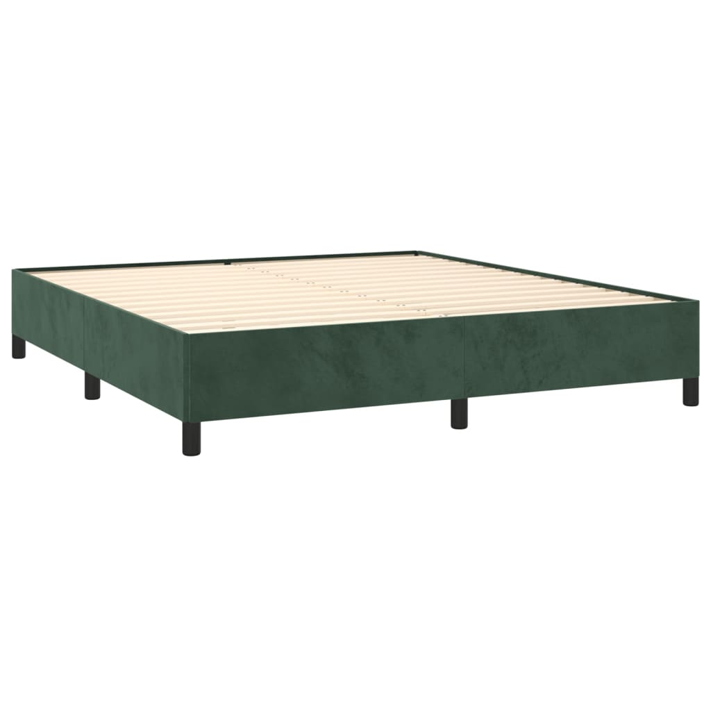 Pat box spring cu saltea, verde închis, 180x200 cm, catifea GartenMobel Dekor