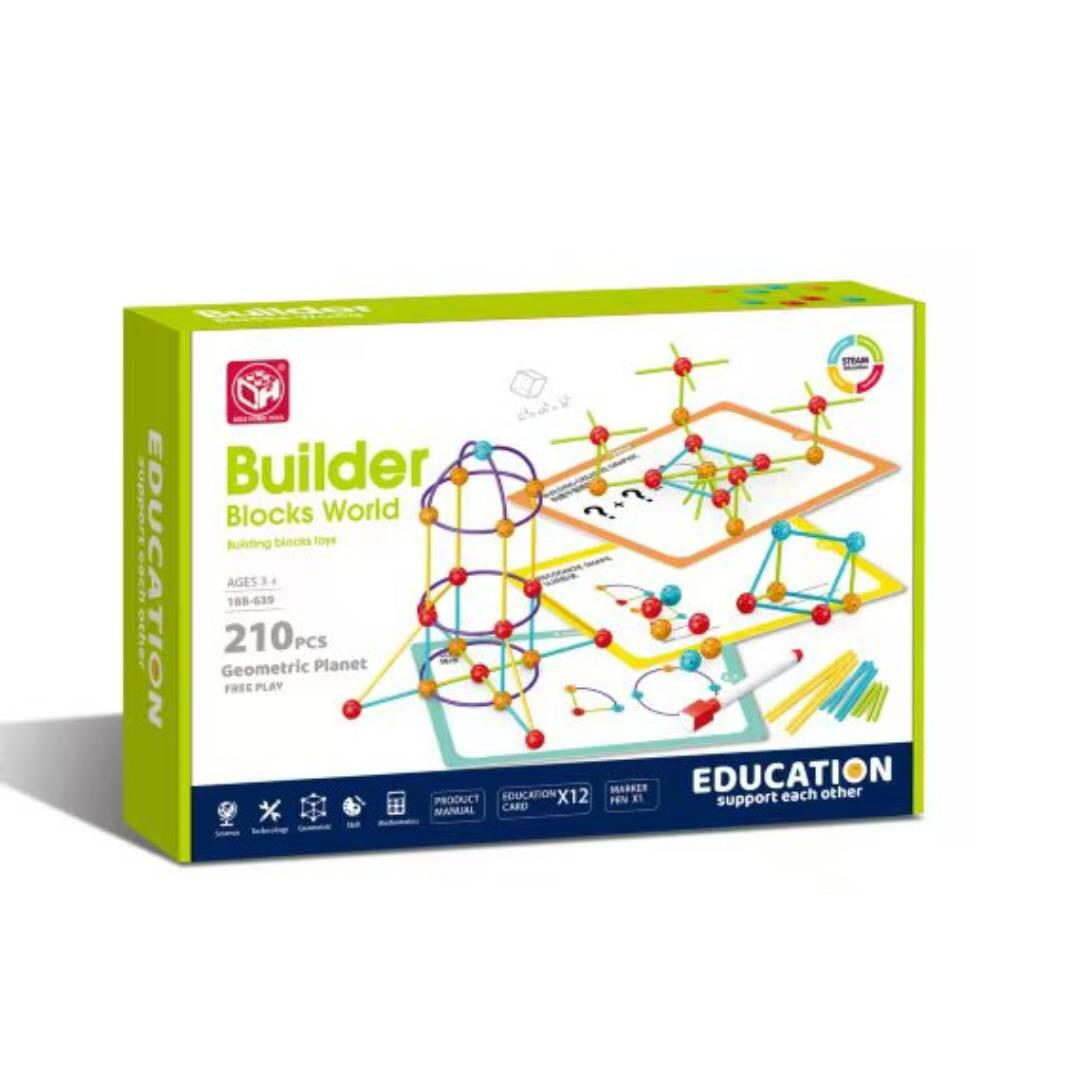 Set de constructie STEAM - Forme 3D (210 piese) PlayLearn Toys