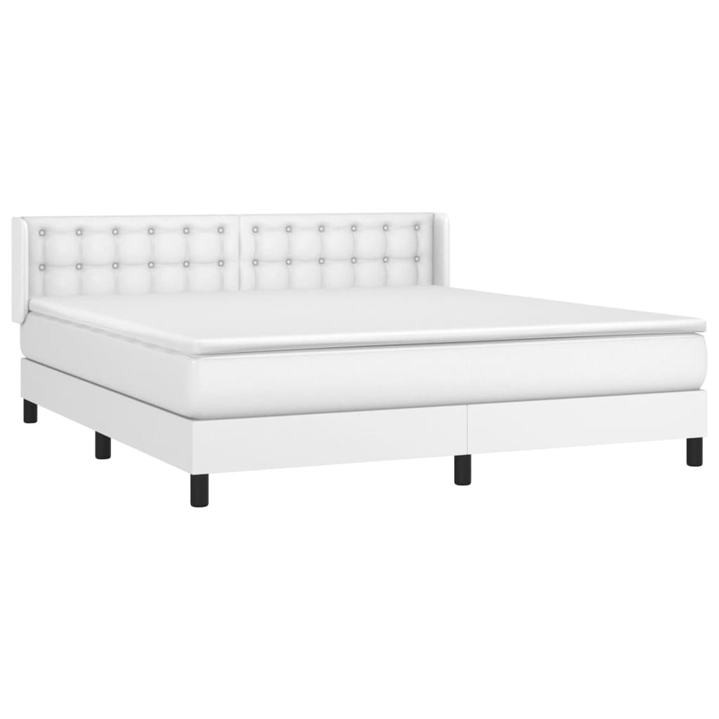 Pat box spring cu saltea, alb, 180x200 cm, piele ecologică GartenMobel Dekor