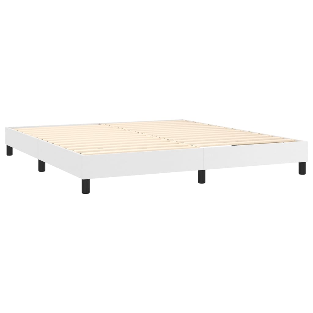 Pat box spring cu saltea, alb, 180x200 cm, piele ecologică GartenMobel Dekor