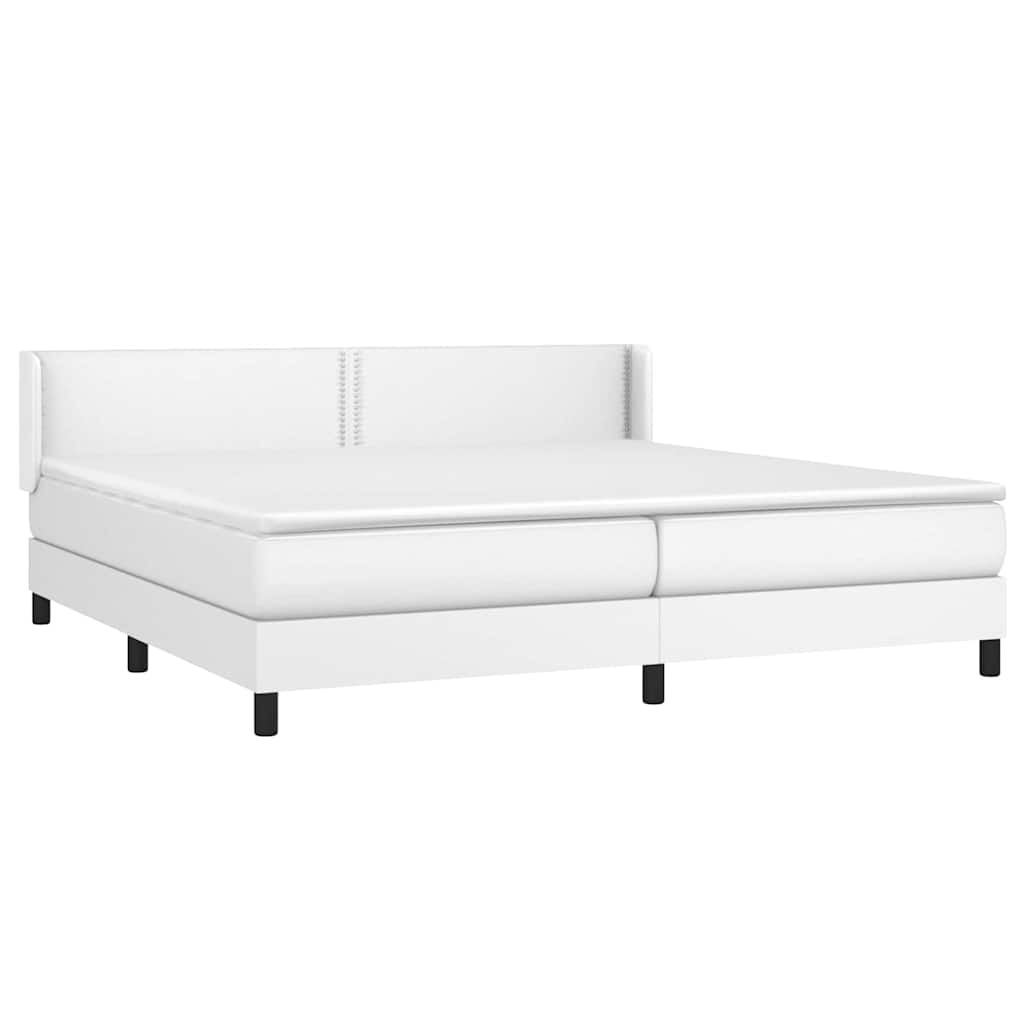 Pat box spring cu saltea, alb, 200x200 cm, piele ecologică GartenMobel Dekor