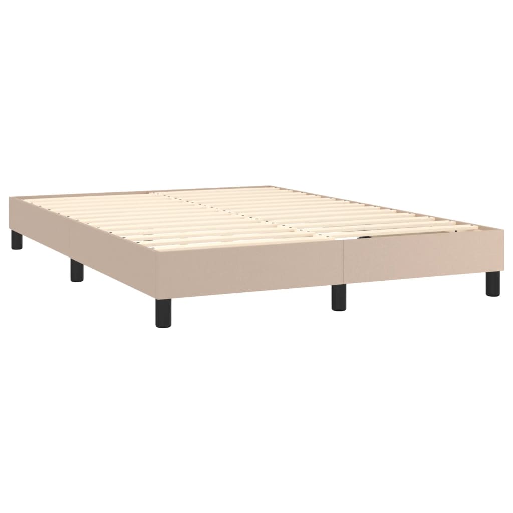 Pat box spring cu saltea, cappuccino, 140x190cm piele ecologică GartenMobel Dekor