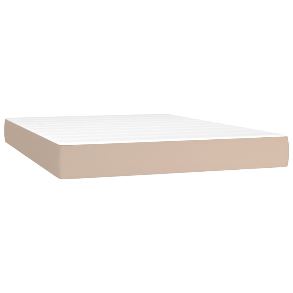 Pat box spring cu saltea, cappuccino, 140x190cm piele ecologică GartenMobel Dekor