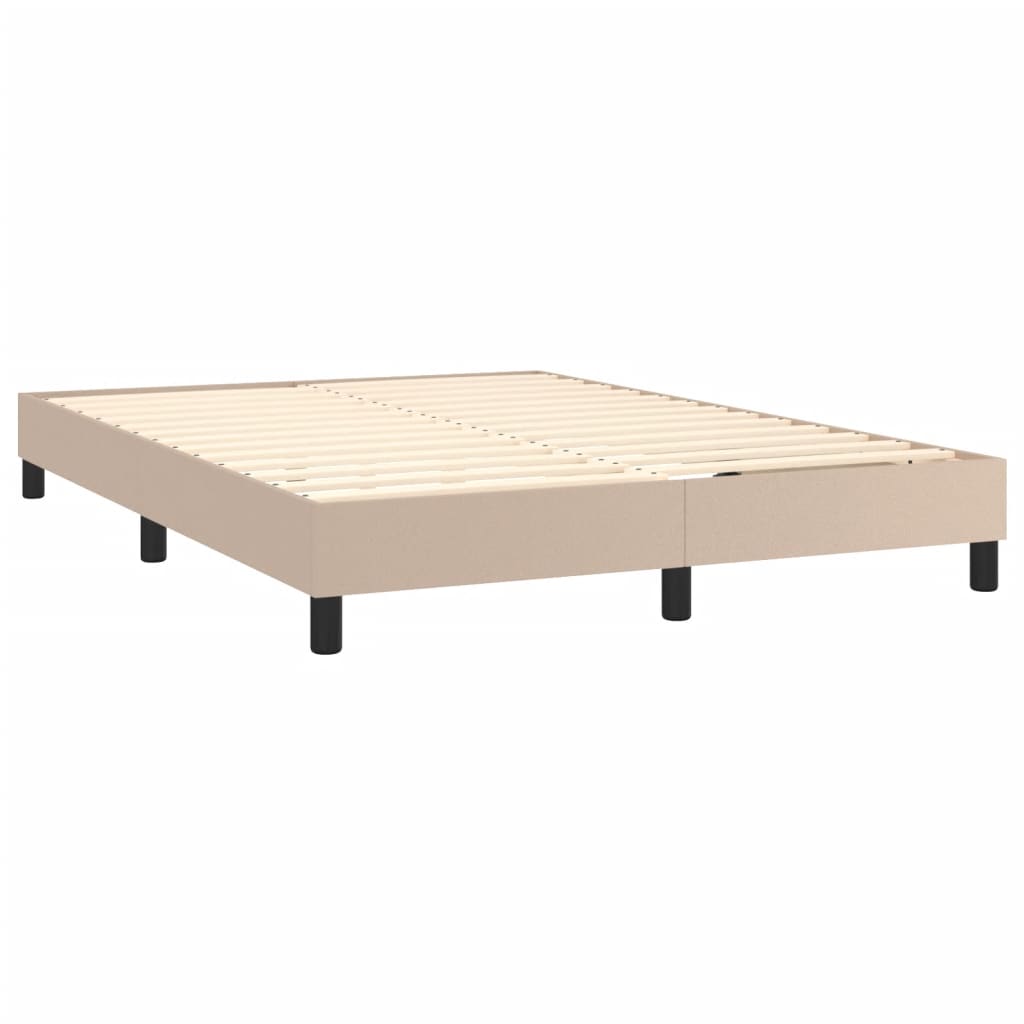 Pat box spring cu saltea, cappuccino, 140x190cm piele ecologică GartenMobel Dekor